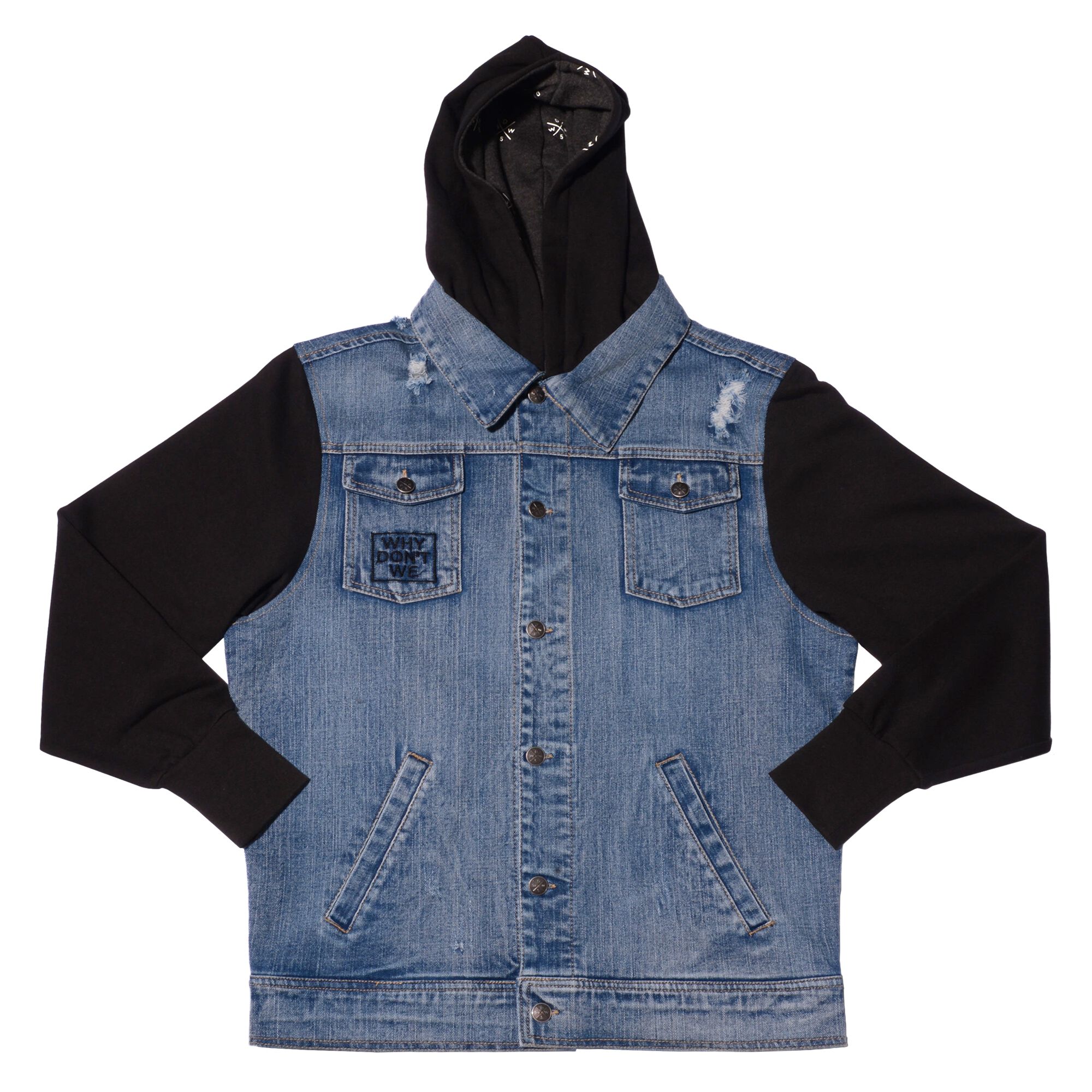 Button up denim 2024 jacket and hooded vest